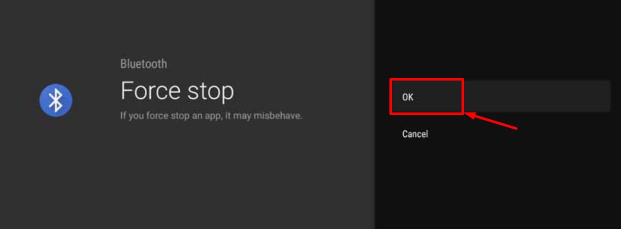 NVIDIA TV bluetooth app force stop confirmation