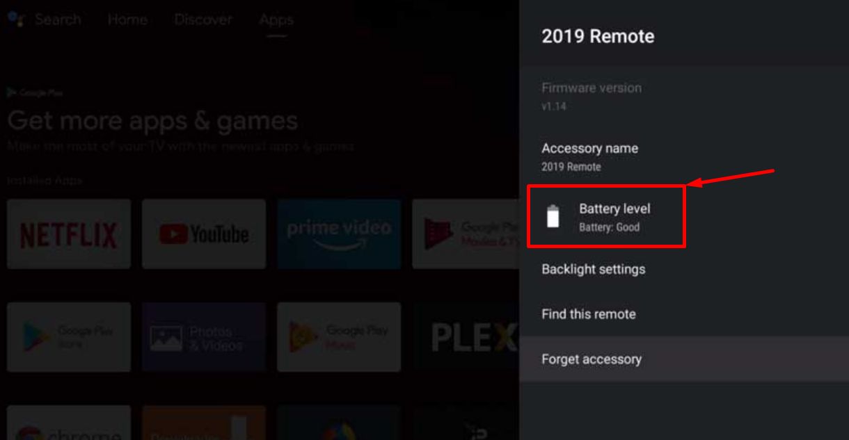 NVIDIA TV remote battery level