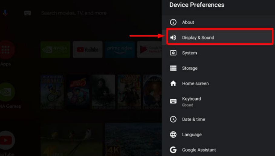 Nvidia Shield Display and Sound settings