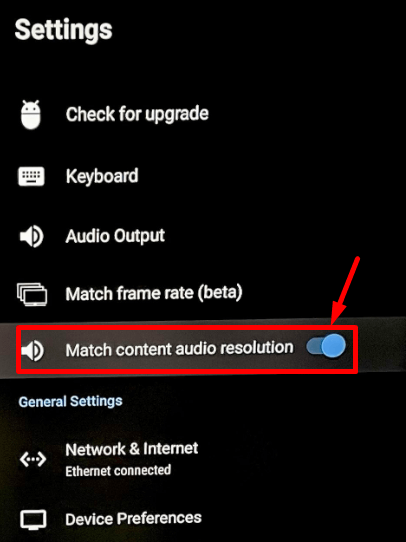 Nvidia Shield Match Content Audio Resolution Option