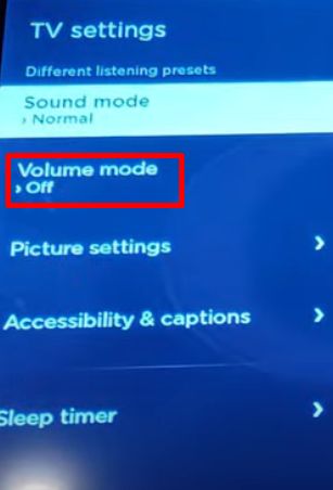 Volume mode option on Roku TV