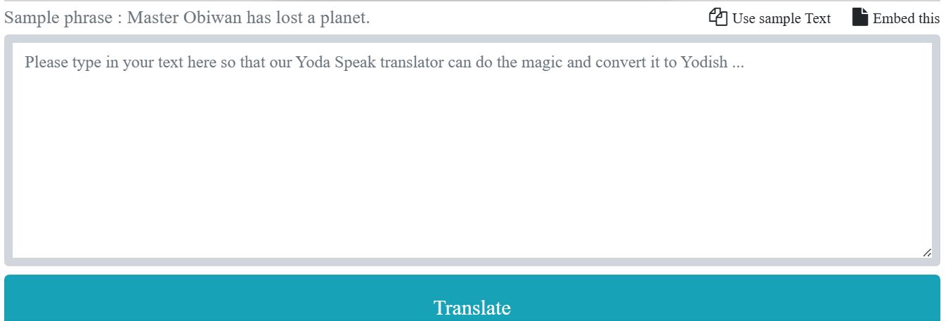 Fun Translations Yoda Translator