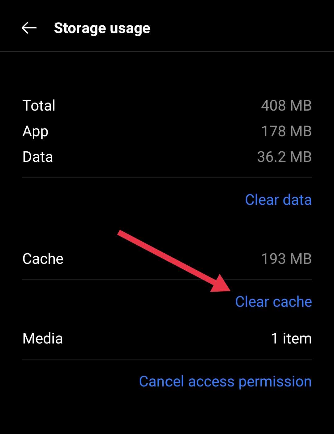Clear cache on Android