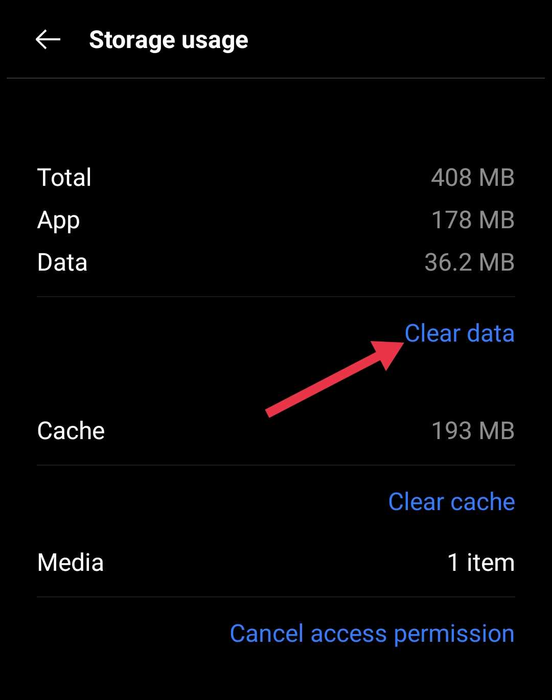 Clear data on Android