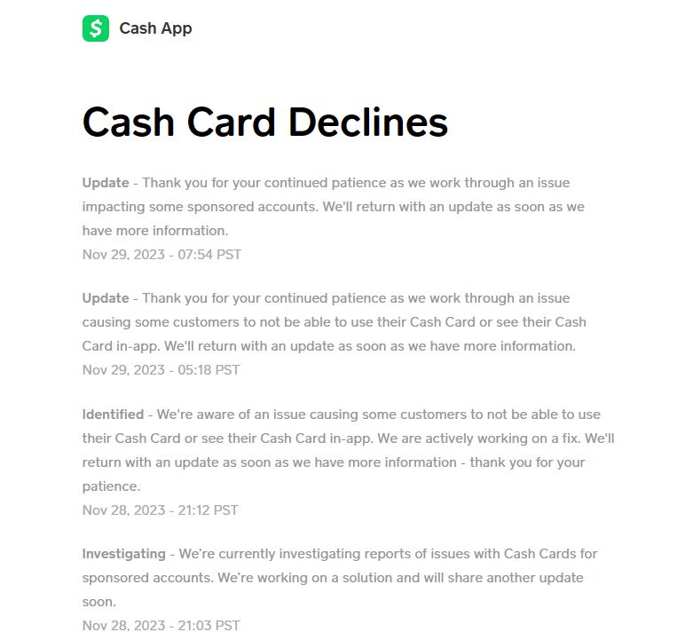 Check Cash App Status