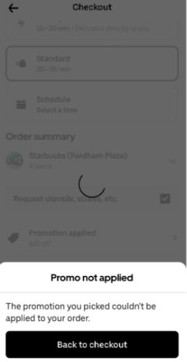 Uber Eats promotion you picked couldn't be applied to your order
