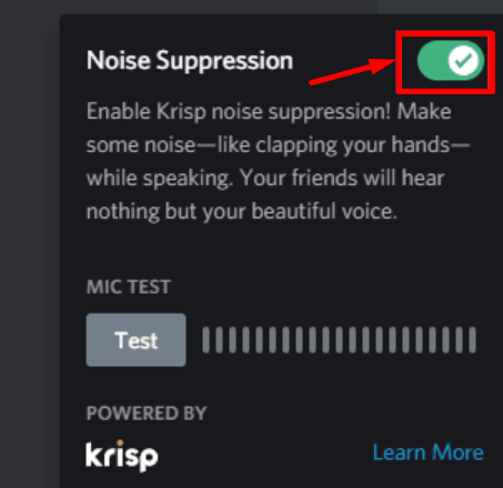 Discord Noise Suppression option