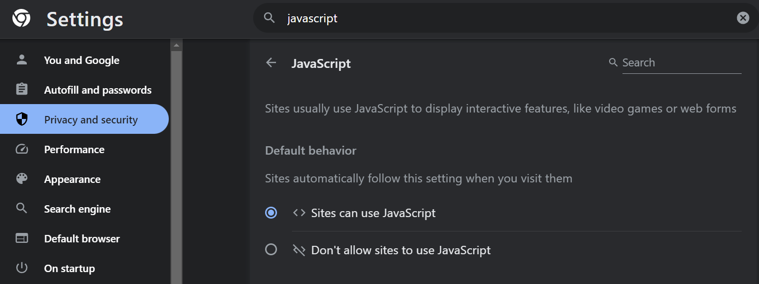 Enable JavaScript on Chrome browser