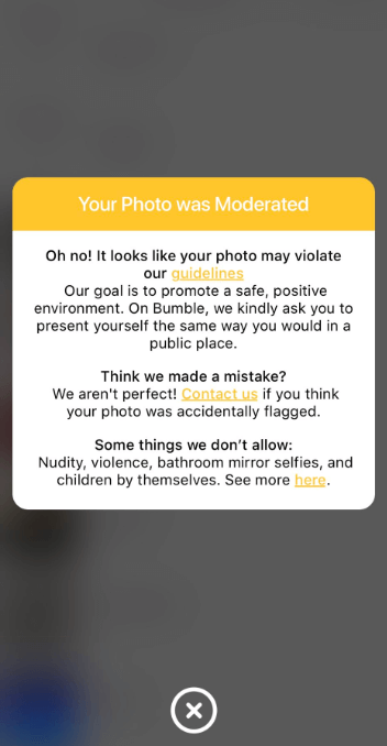 Bumble your Photo was Moderated