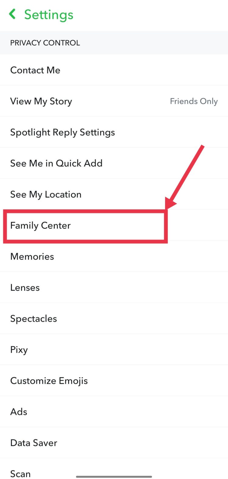 Snapchat Family Center