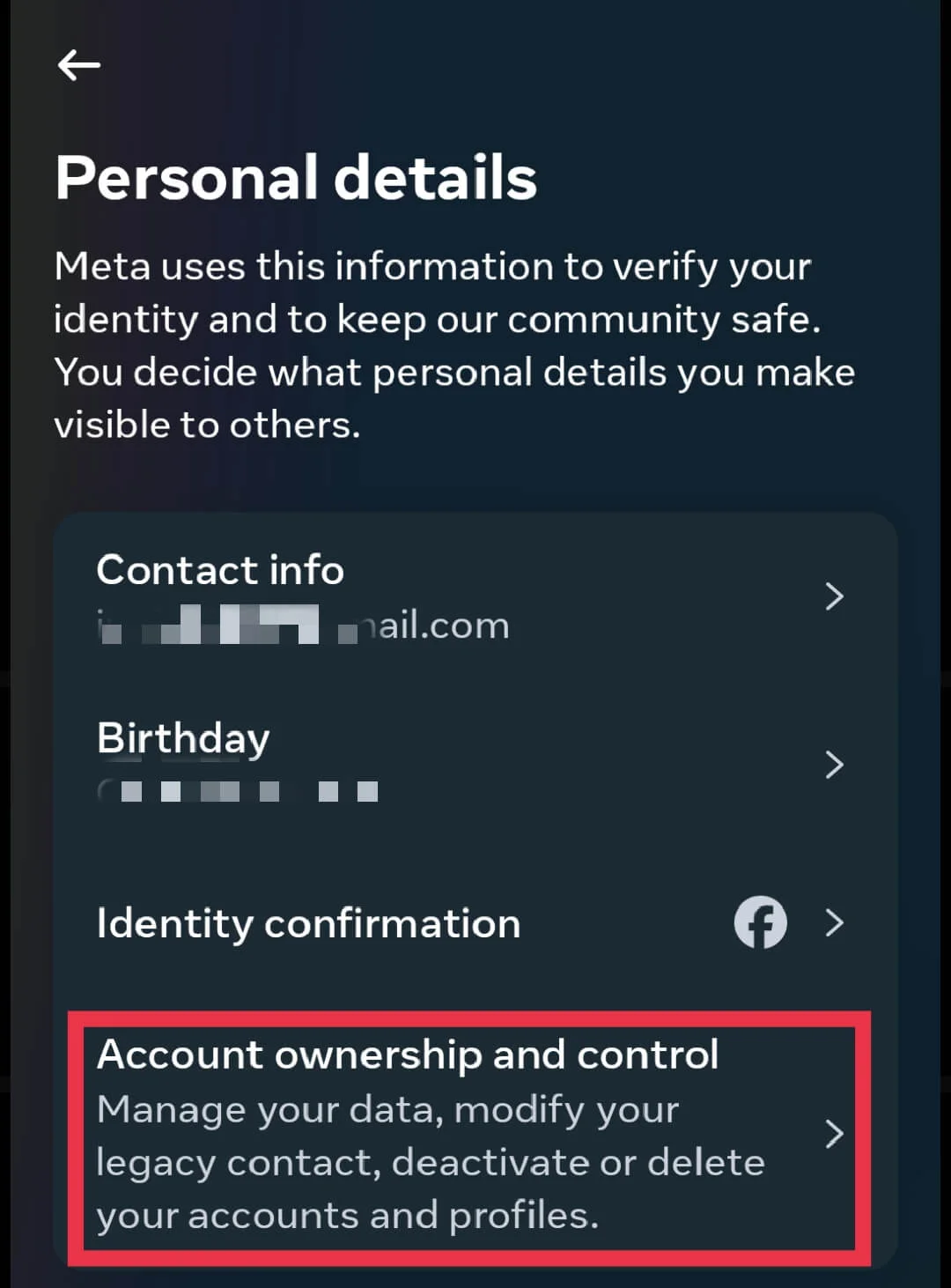 Account Ownership and Control on Instagram app