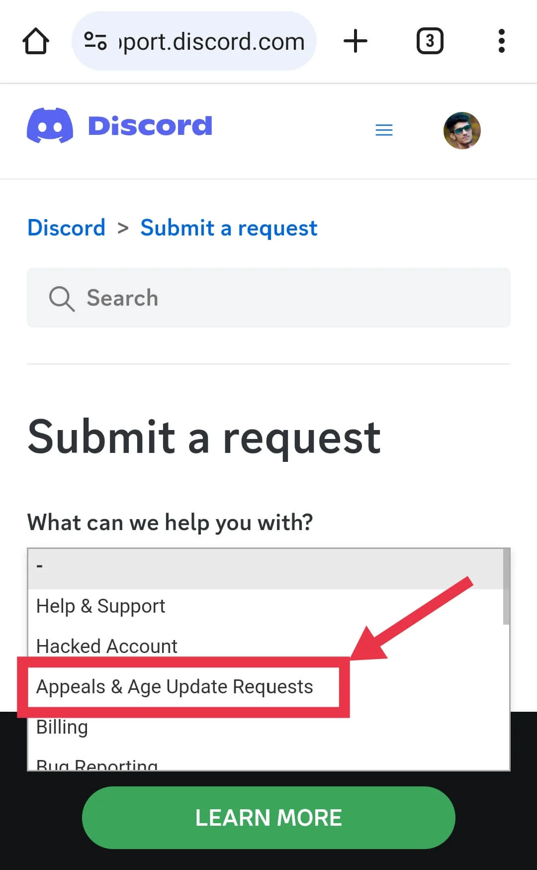 Appeals & Age Update Requests on Discord mobile app