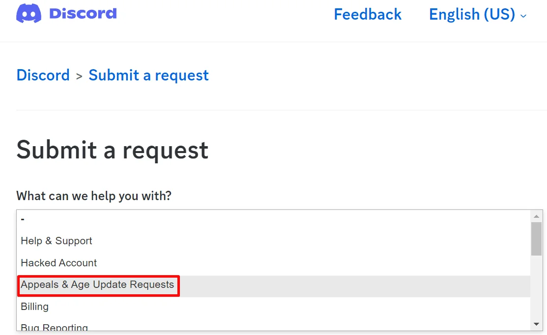 Appeals and Age Update Requests Discord web