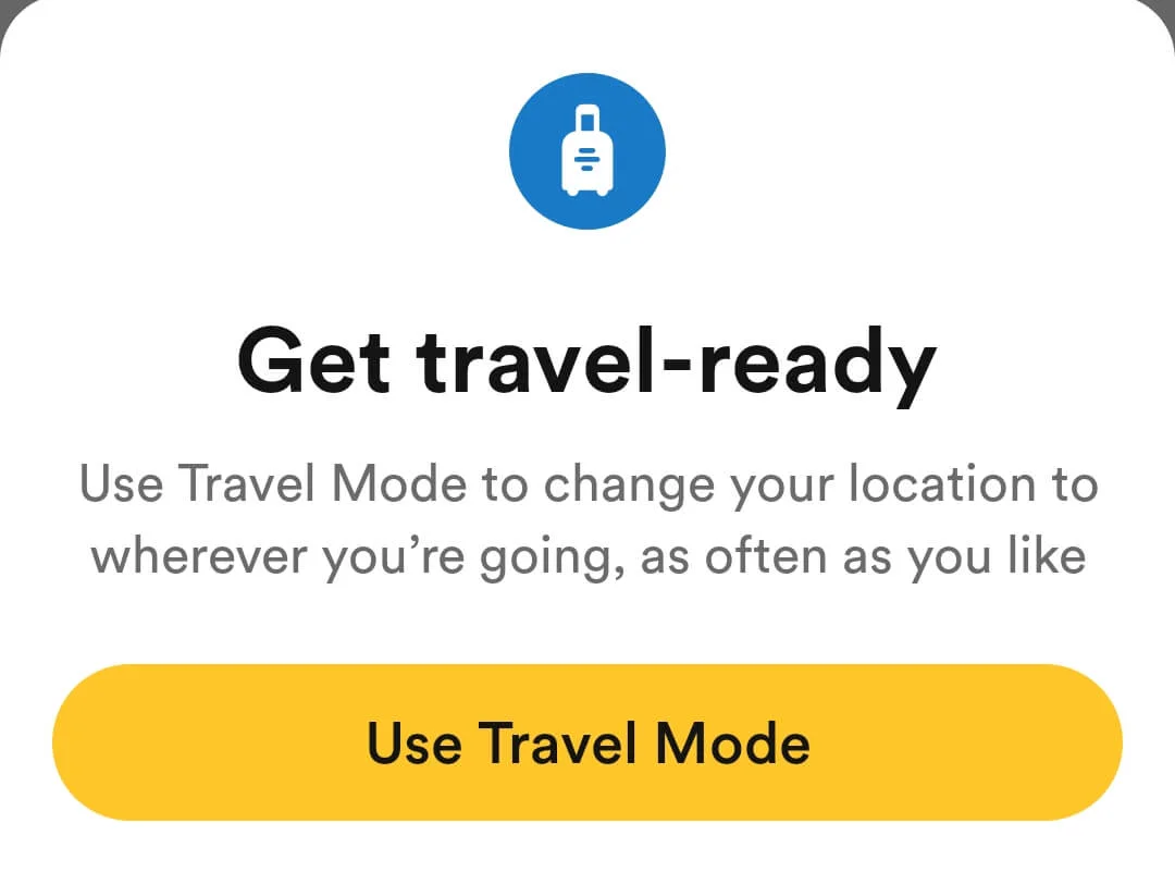 Bumble app Use Travel Mode