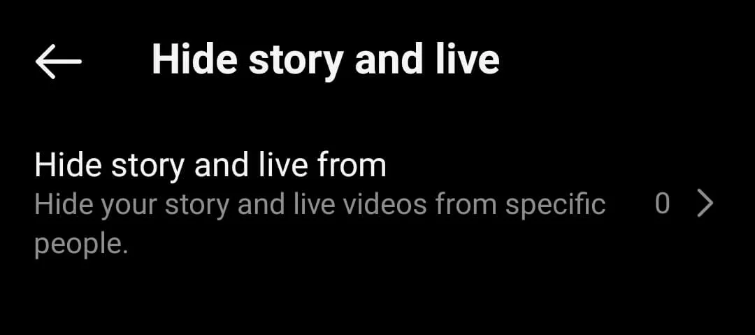 Instagram hide story and live from option