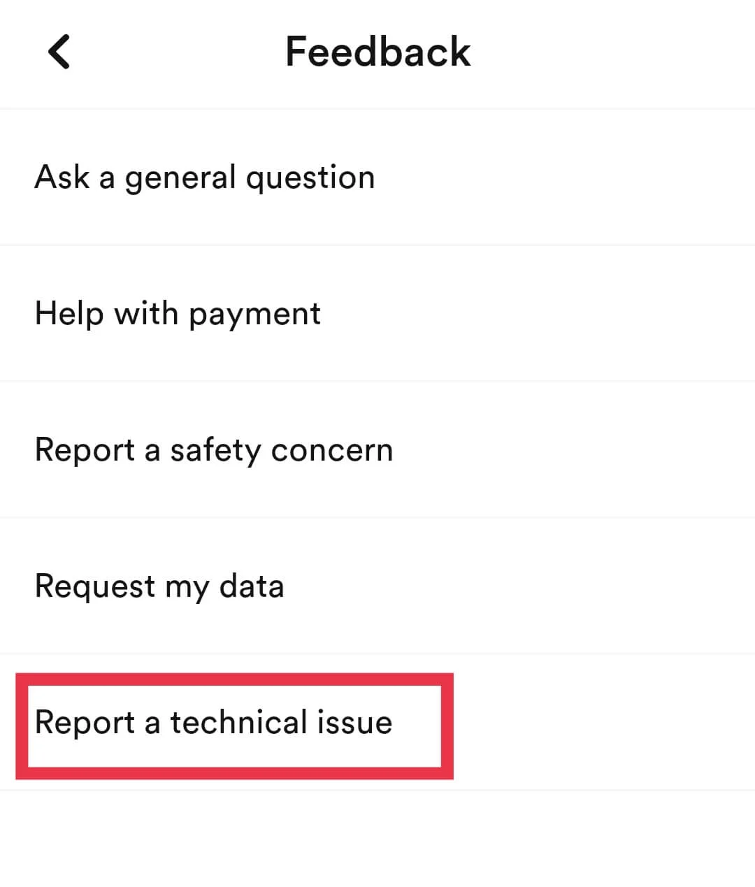 Report a technical issue on Bumble app