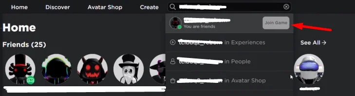 Roblox Join Game of Friend