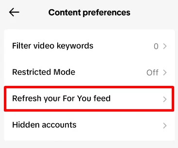 TikTok Refresh your For You feed