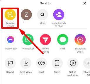 TikTok Remove repost option