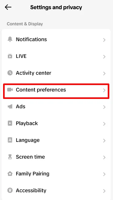 TikTok content preferences