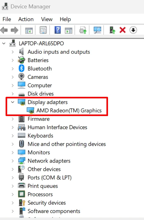 Display adapters on Windows