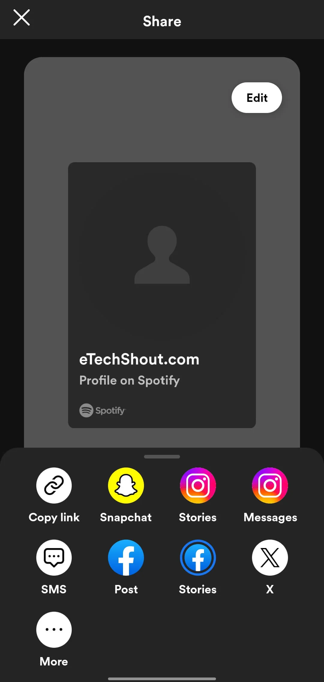 Spotify app share profile