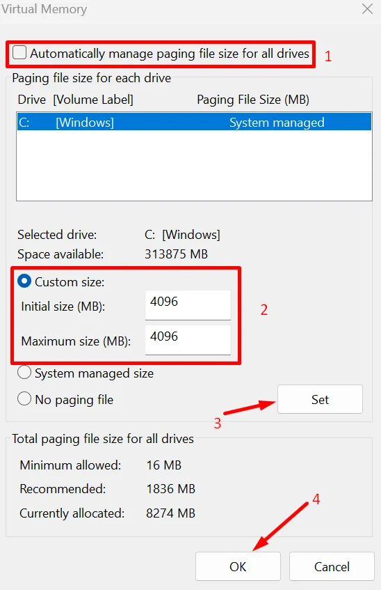 Virtual Memory Windows