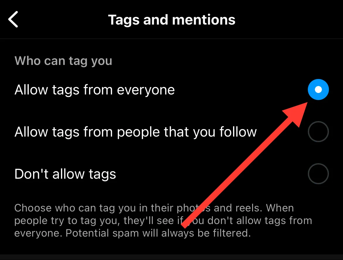 Instagram Allow Tags From Everyone Option