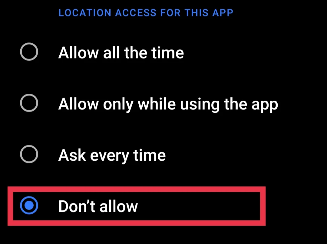 Location access for app on Android