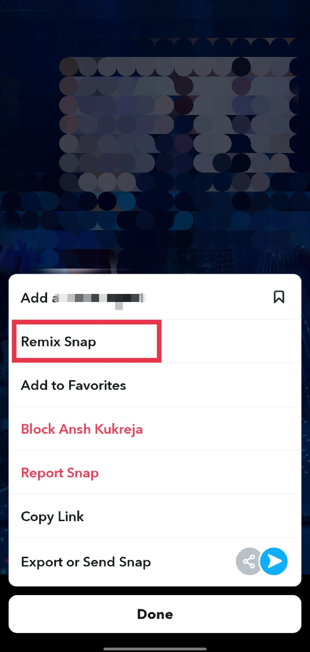 Snapchat Remix Snap option