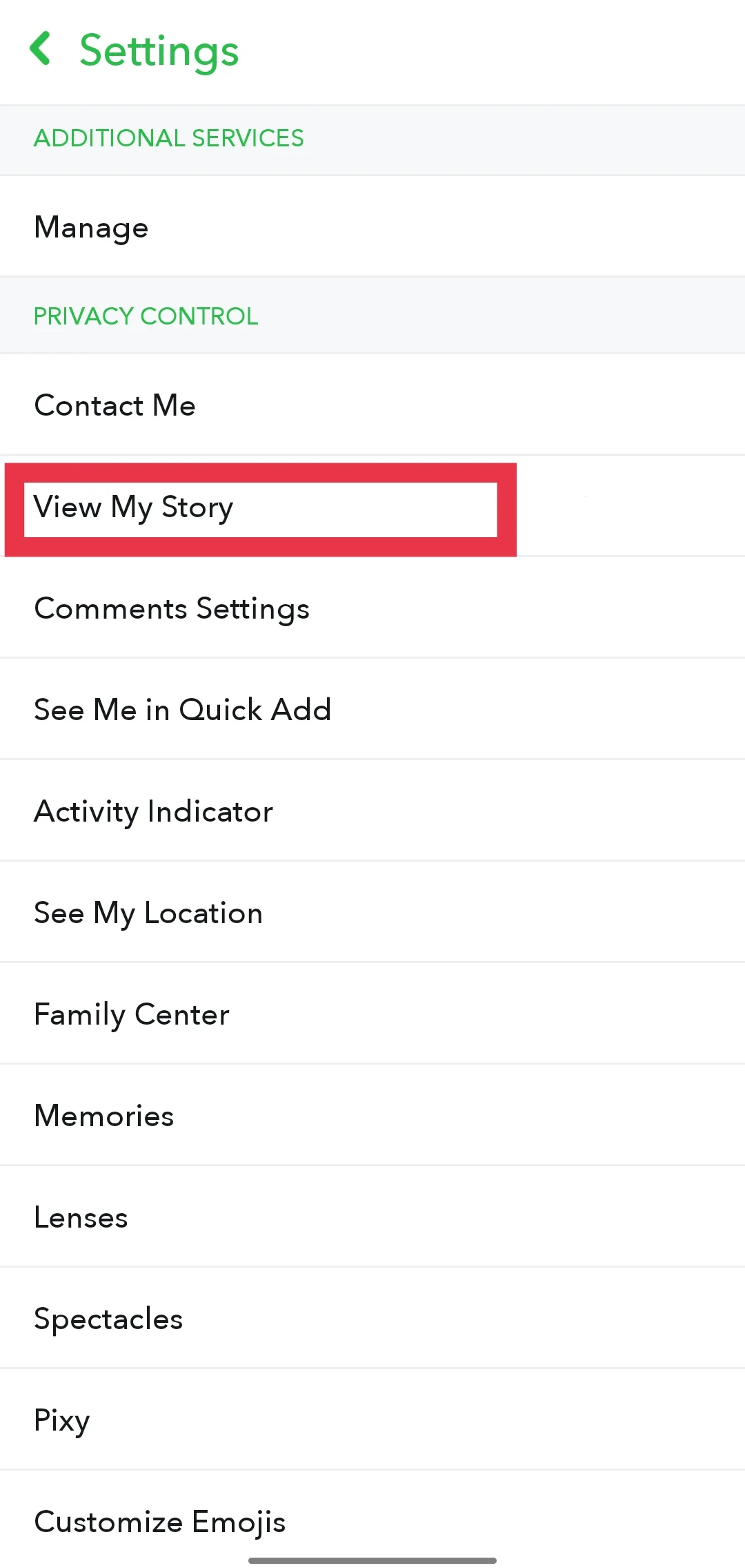 Snapchat app View My Story option