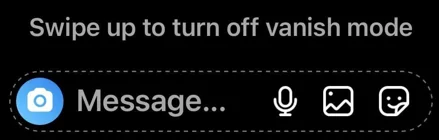 Swipe up to turn off vanish mode on Instagram