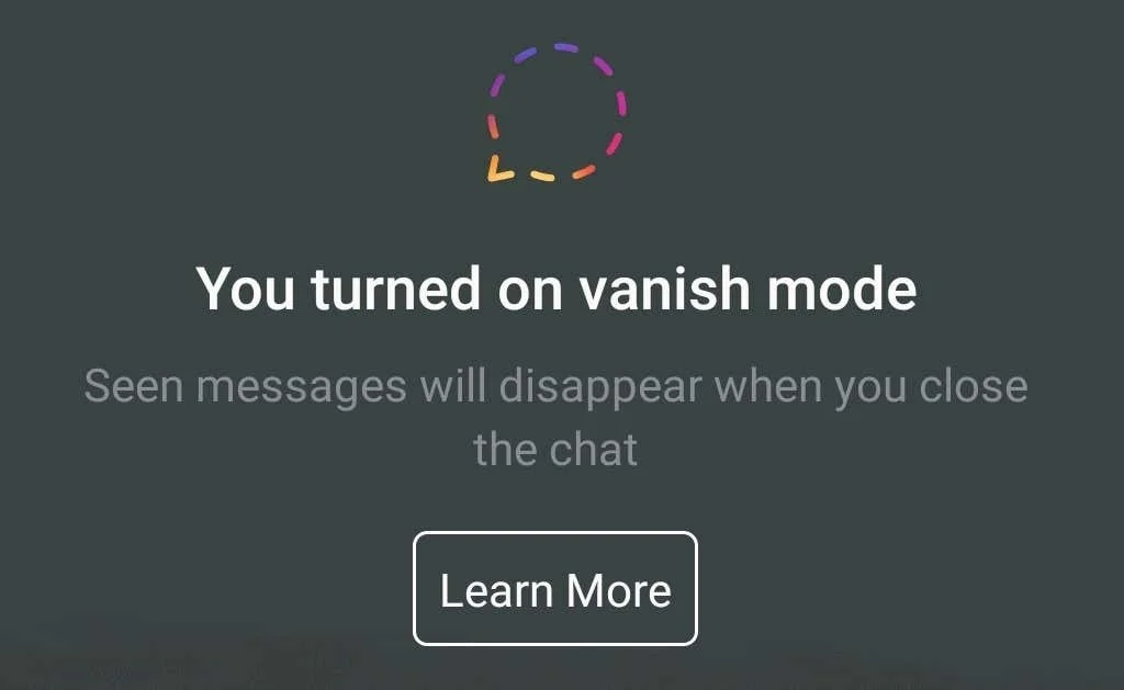 You turned on vanish mode on Instagram