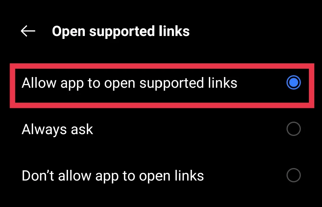 Allow app to open supported links Instagram