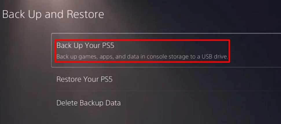 Back Up Your PS5