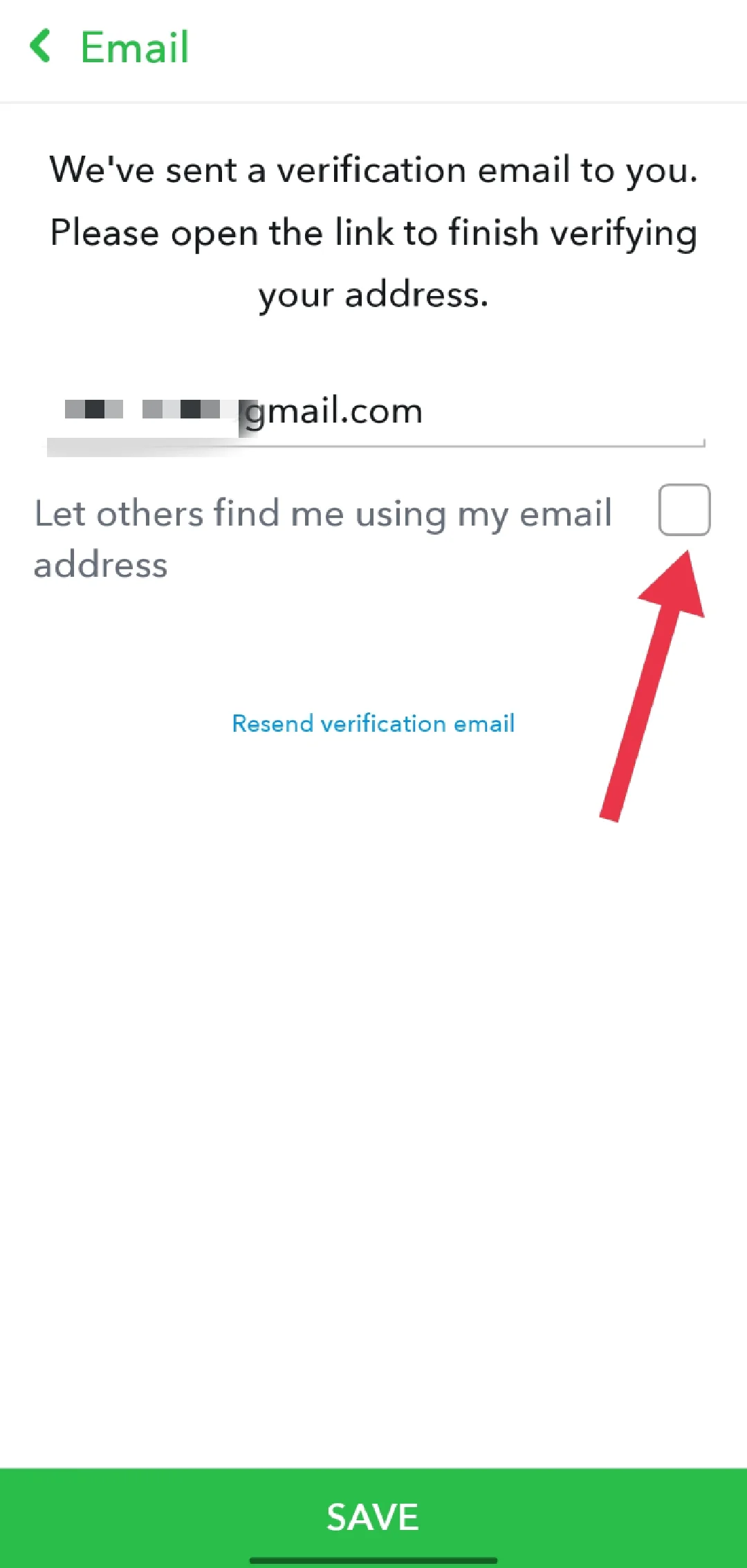 Let others find me using my email address on Snapchat