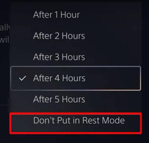 PS5 Don't Put in Rest Mode