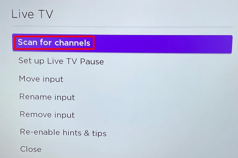 Roku Scan for channels