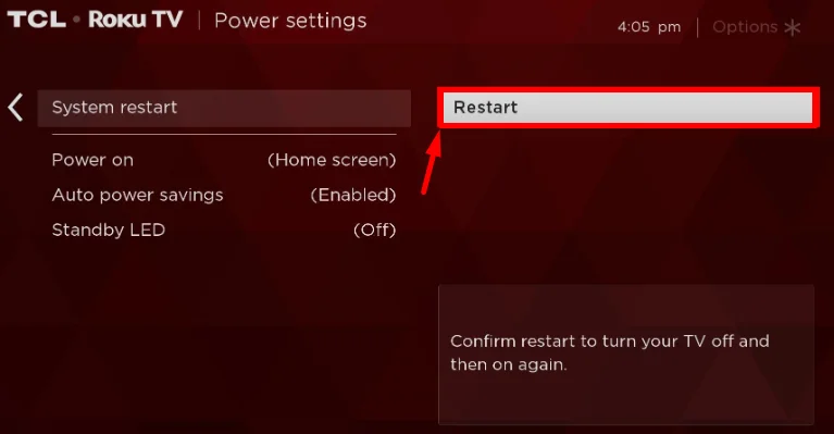 TCL Roku TV Restart