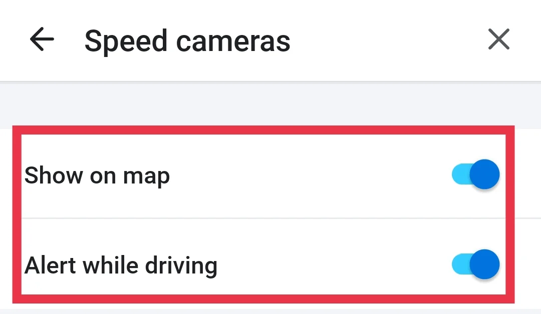 Show on map and Alert while driving enabled