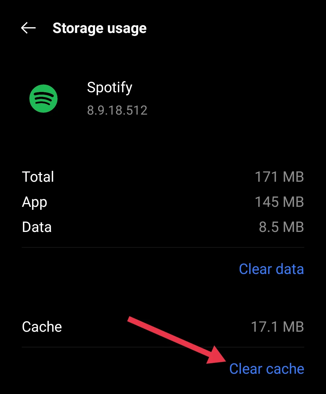 Clear cache of Spotify app