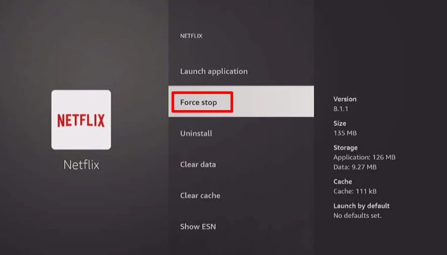 Force stop app on Firestick