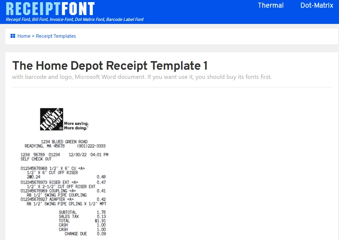 ReceiptFont