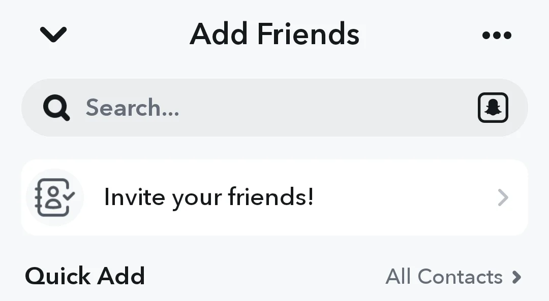 Snapchat Quick Add Section