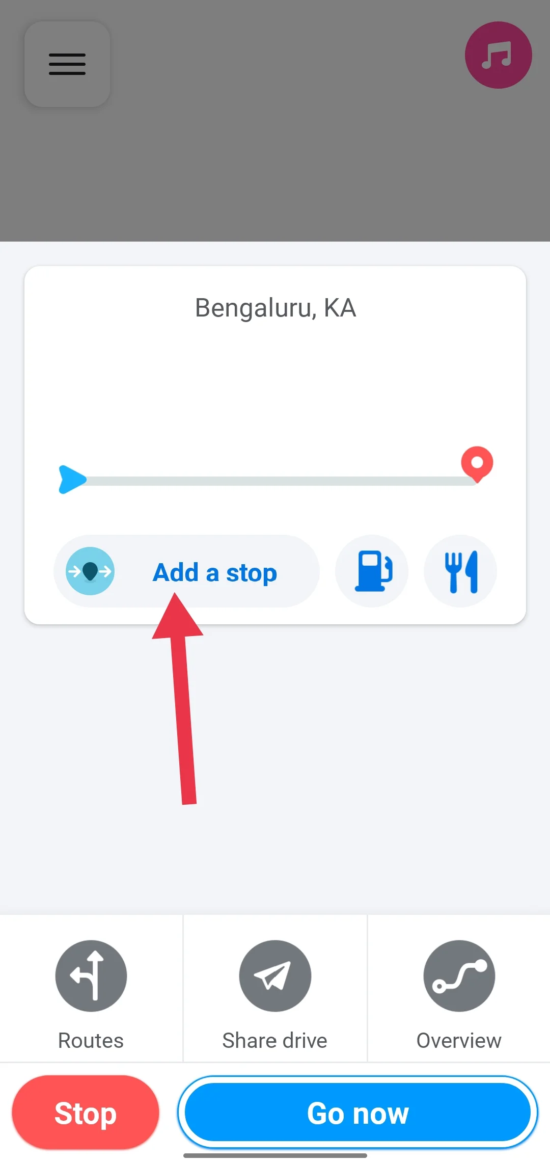 Add a stop on Waze app