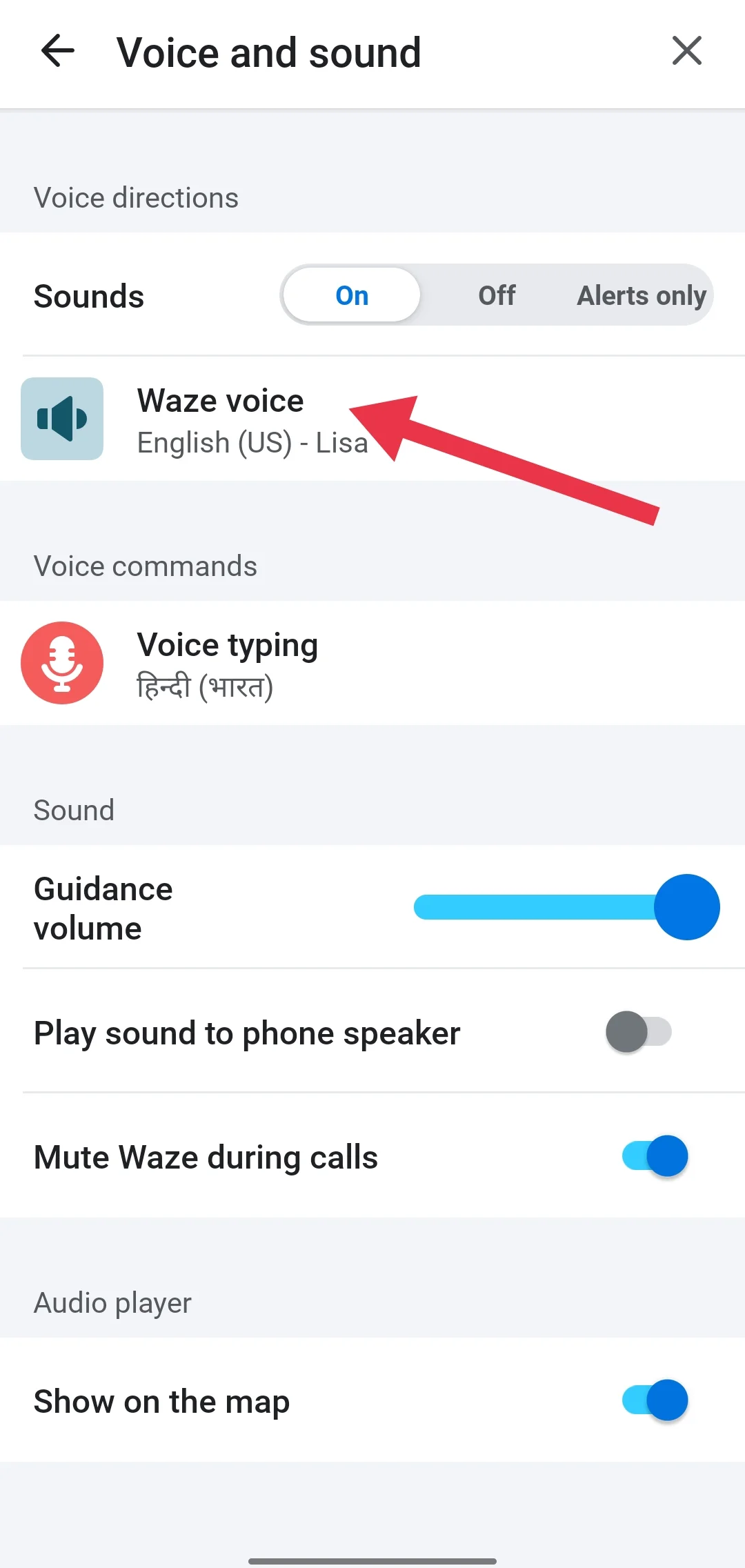 Click on Waze voice