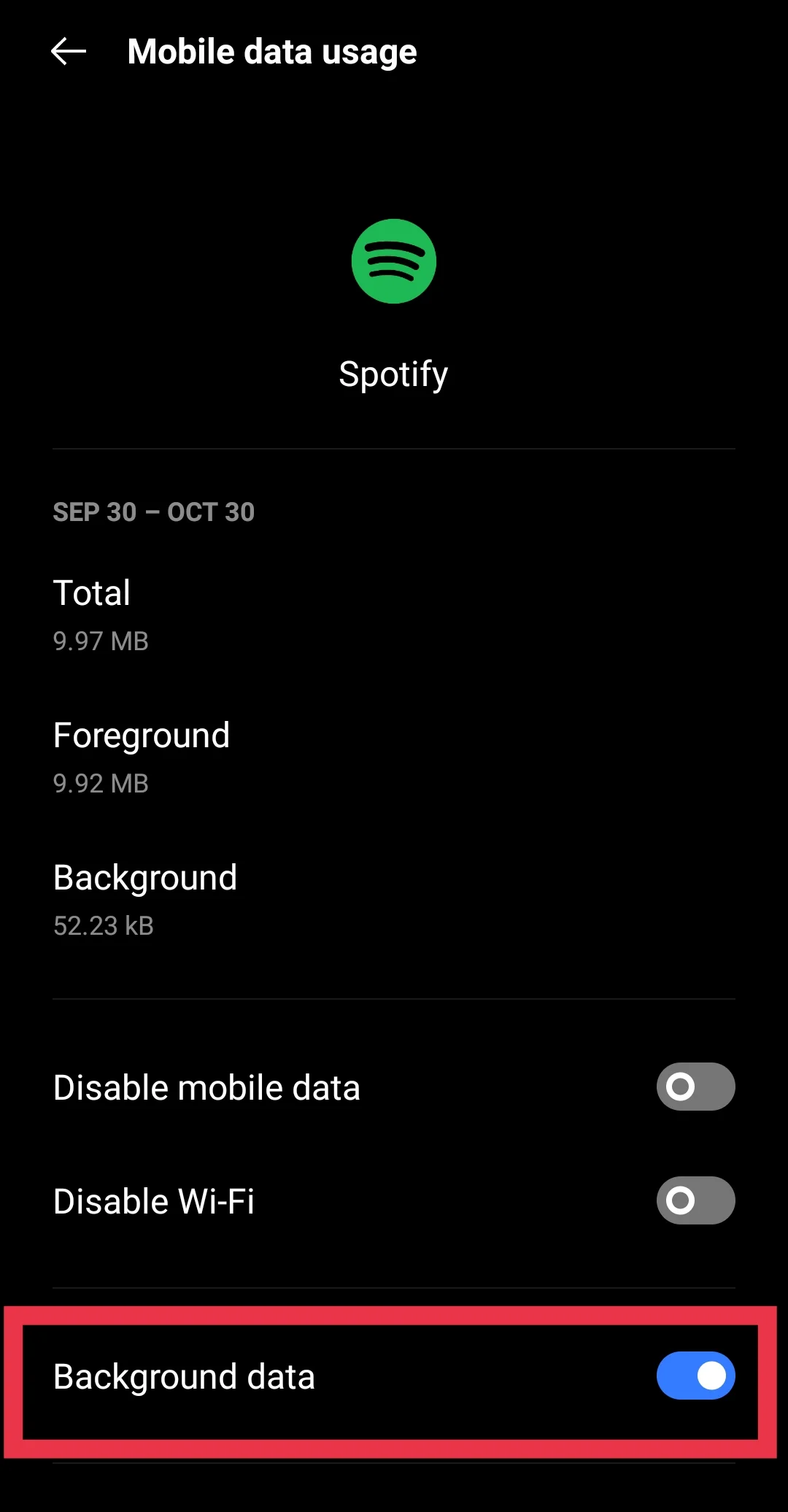 Enable background data on Android