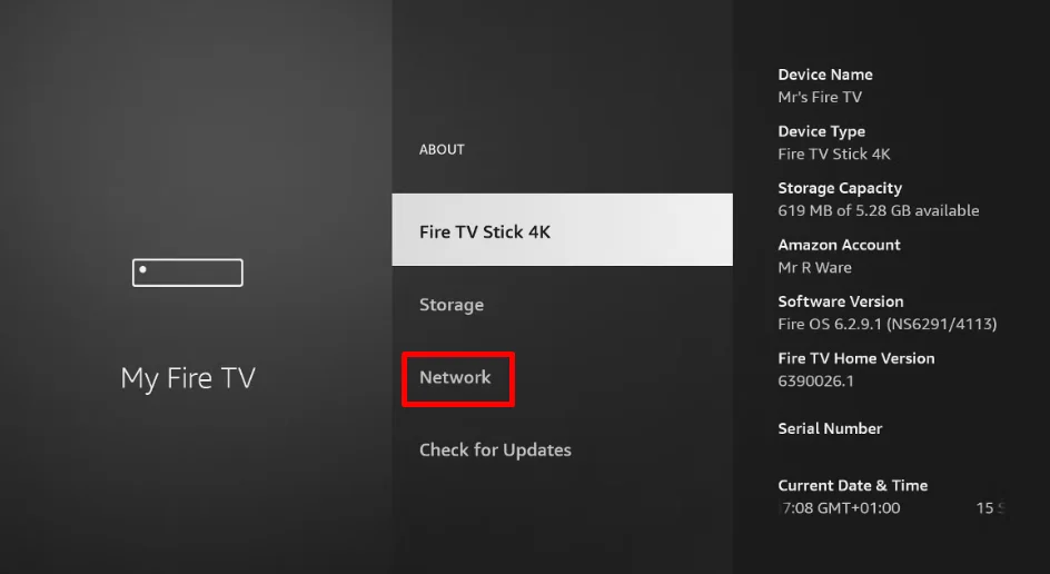 Firestick Network section