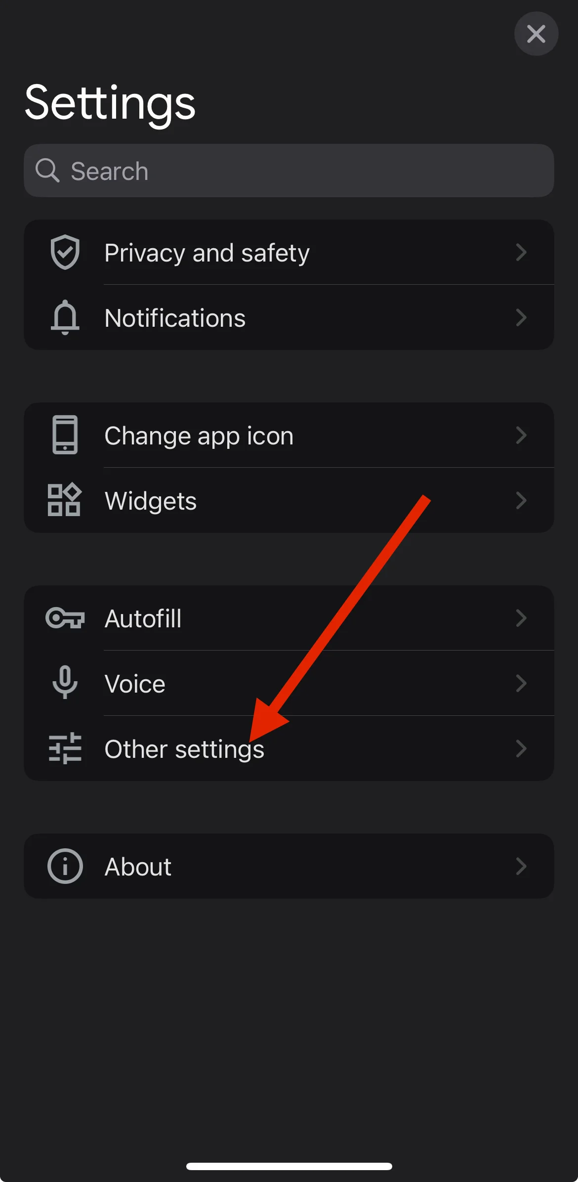 Google app other settings