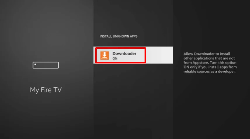 Install unknown apps for Downloader on Firestick